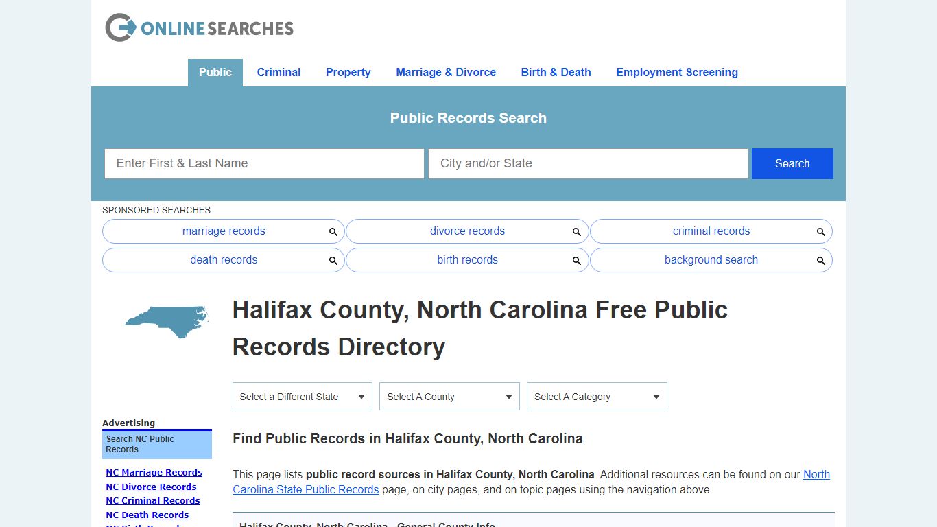 Halifax County, North Carolina Public Records Directory