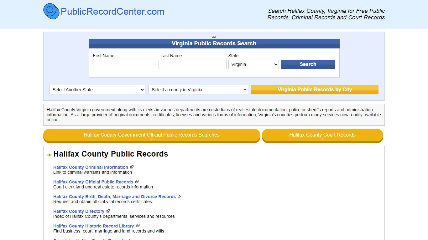 Halifax County Virginia Free Public Records - Court ...